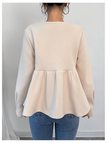 MakeMeChic Women's Tie Front Crew Neck Long Sleeve Coat Ruffle Hem Jacket Outerwear2