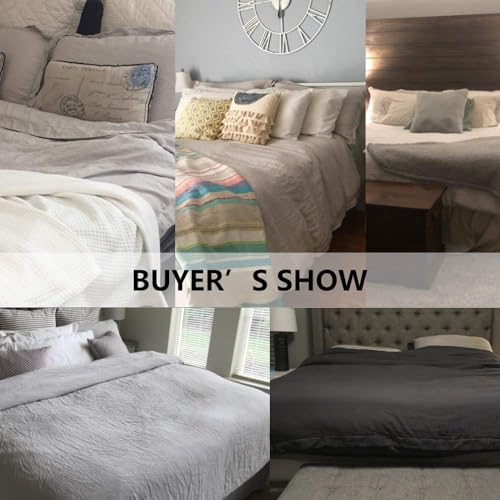 Simple&Opulence 100% Washed Linen Duvet Cover with Embroidered, 2 Pieces Soft Farmhouse Comforter Set with Button Closure,1 Duvet Cover and 1 Pillowsham(Twin,Dusty Blue)