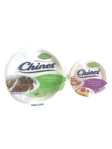 Chinet Classic White Paper Plate Bundle, Large and Small, Dinner (32 ct) and Appetizer/Dessert (35 ct)