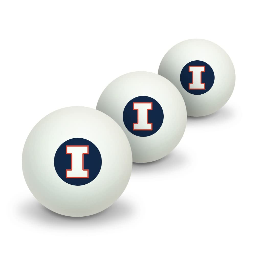 GRAPHICS & MORE University of Illinois Fighting Illini Logo Novelty Table Tennis Ping Pong Ball 3 Pack