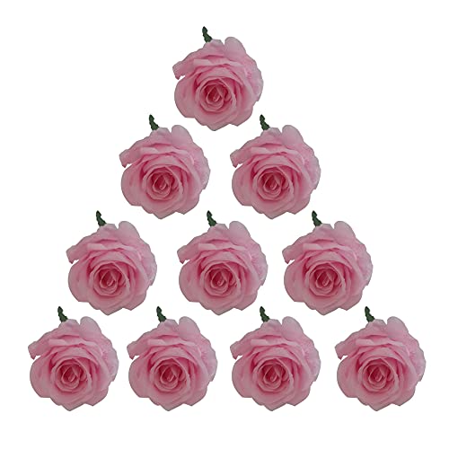 Wuudi 10pcs Artificial Flower Head Rose Flower Head Artificial Flower Decoration for The Core Decoration of DIY Wedding Bouquet Party (Pink)
