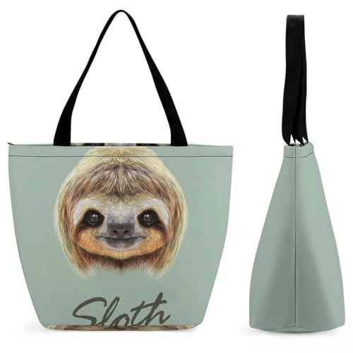 Sac de shopping paresseux de dessin animé pour femme | Grand cabas voyage 32cm