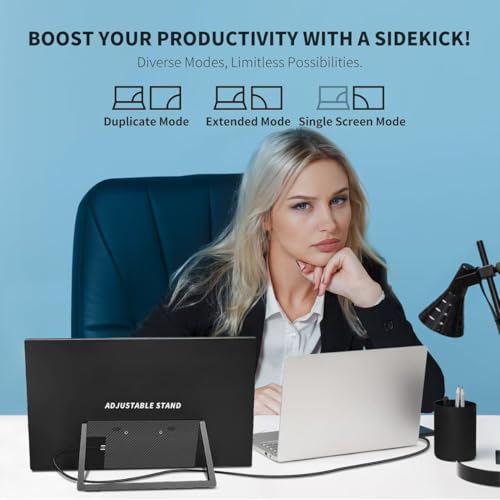 Image of 18.5 inch Portable Monitor + Sleeve 120Hz 1080P,100% sRGB FHD HDR USB HDMI with VESA Ultra Slim Portable Laptop Office Monitor,for Computer Switch Phone Game Devices