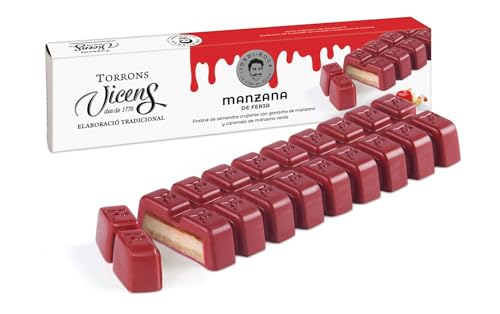 Turrón de Manzana de Feria 300g by Jordi Roca en Estuche Torrons Vicens - Dulces navideños de Calidad Suprema con Tradición e Innovacion - Praliné de Almendra con Caramelo y ganache de Manzana