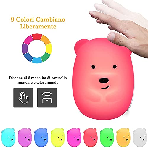 DIQC Luce Notturna Bambini, Silicone Orso LED Luce...