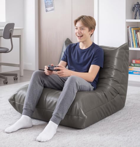 Image of Hobestluk Bean Bag Chair Leather Togo Sofa Memory Foam Adult Living Room