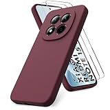 Vansdon Funda Compatible con Xiaomi Redmi Note 15 Pro 5G, 2 Unidades Protector Pantalla Cristal Templado, Silicona Líquida Gel Ultra Suave Funda- Burdeos