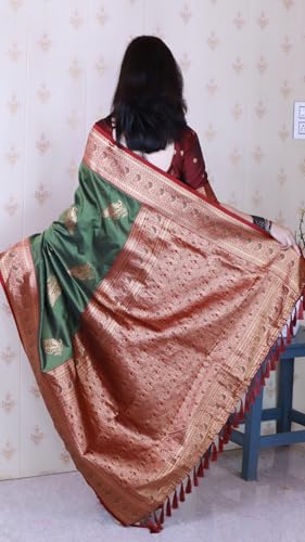 Image of SGF11 Women's Kanjivaram Pure Soft Silk Saree With Blouse Piece