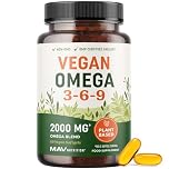 Vegan Omega 3 6 9 Supplements | 2000MG Plant-Based Triple Omega 369 Blend | Heart, Brain, Skin, and Eye Health Support | Vegan Fish Oil Alternative | Essential Fatty Acids Complex | Non-GMO | 60 Ct