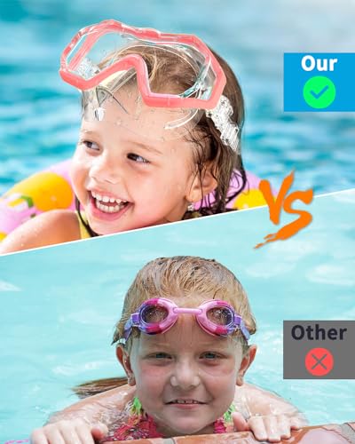 Bairuifu Kids Swim Goggles Snorkel Mask, Latest 3-Window Lens Wide Vision, Crystal Clear, Swimming Goggles Soft Nose Cover - Thumbnail 6