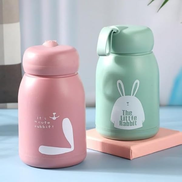 Cute Rabbit Glass Water Bottle Set of 2 – 330ml Reusable Drinking Bottles | Leakproof BPA-Free Juice, Milk, Tea & Water Bottle with Adorable Rabbit Design-image-28