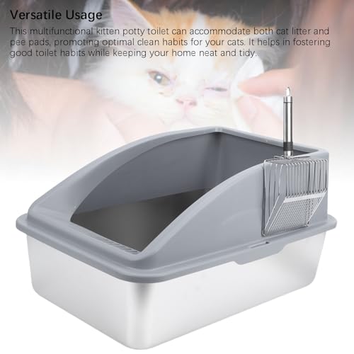 Arenero de acero inoxidable para gatos grande miniatura 2