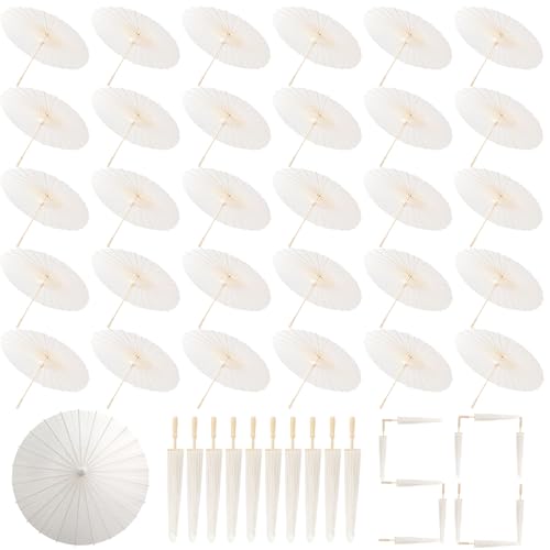 50PCS 23.6 Inch Wedding Paper Umbrellas for Guest White Paper