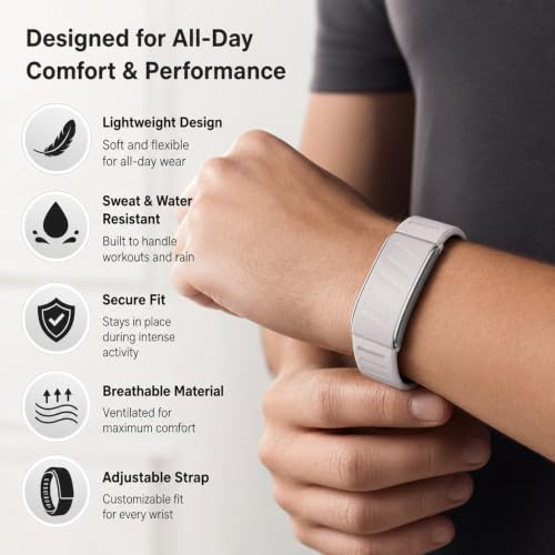Image of Compatible with Whoop 5.0 Band Straps, Dark Gray Silicone Replacement Band for Fitness Training, Water Activities, Adjustable Breathable Sport Strap for Men and Women