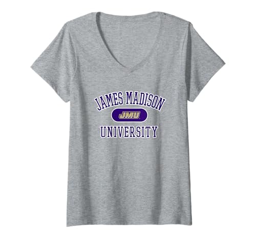 Womens James Madison Dukes Varsity Pink Officially Licensed V-Neck T-Shirt