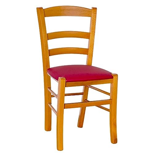 okAffareFatto di Zimbardi Costanza Chaise bois paysana cerisier avec assise simili cuir rouge