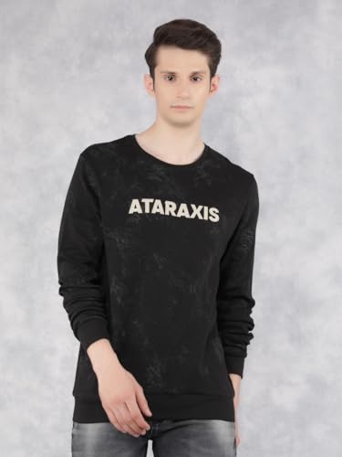 Image of Crimsoune Club Men's Black Typographic Print Sweatshirt