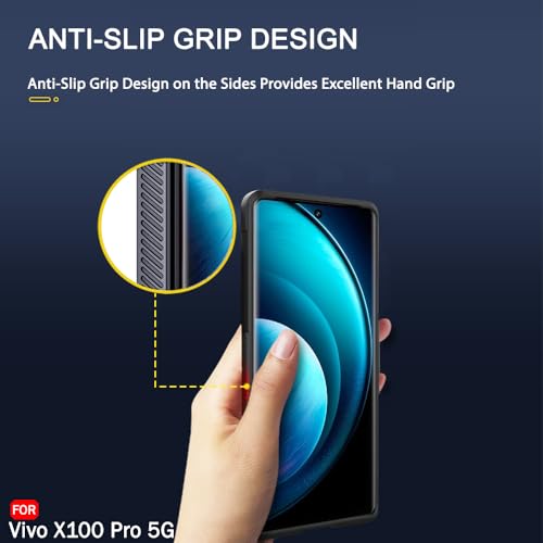 Image of TheGiftKart Liquid Silicon Back Cover Case for Vivo X100 PRO 5G | Shockproof Military Grade Protection | Micro-Fibre Cloth On Inner Side | Built-in Anti-Slip Grip Vivo X100 Pro 5G Cover (TPU, Black)