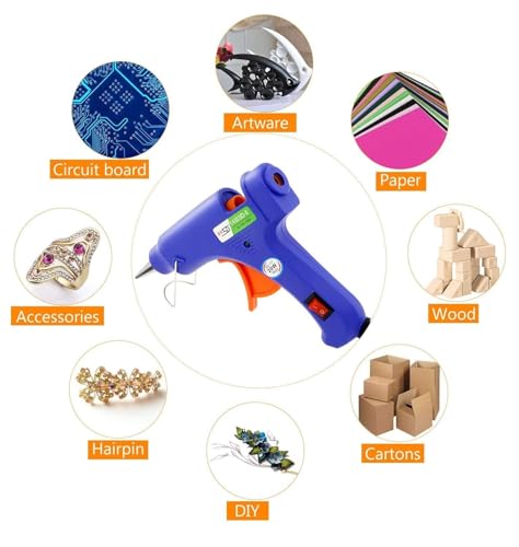 Image of DODUS Hot Glue Gun mini 20 watt with 5 Glue Sticks Transperent, On /Off Switch with Indicator (Multicolor)