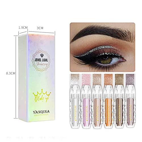 Junruo Liquid Glitter Eyeshadow, Metallic Shimmer Waterproof Long Lasting Quick-Drying Sparkling Cosmetic Glitter Liquid Eye Shadow For Women&Girls, Makeup Glitter For Eyes (Mermaid Tears) #TOP4
