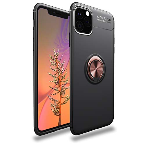 Coque iPhone 8 antichoc TPU souple noir or rose avec bague aimantée