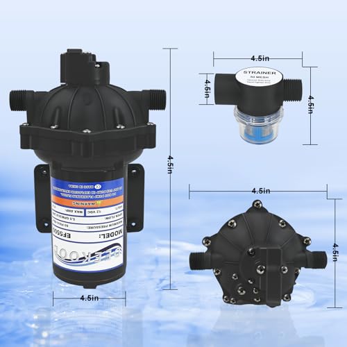 Image of EF5500-BOX 12V Sprayer Pump, Soft Wash Pump, 5.5GPM 60 PSI Diaphragm Pump, Pressure Switch and Self-Priming, Chemical and Corrosion Resistant for Agricultural Spraying, Soft Wash System, RV, Boats