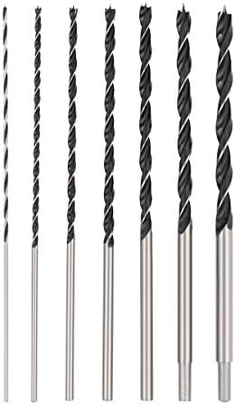 COMOWARE Extra Long Brad Point Drill Bit Set - 300mm Carbon Steel Wood Drill Bit Set for Hardwood, Plywood, Plastic, Aluminum, 7Pcs | 1/8'', 3/16'', 1/4'', 5/16'', 3/8'', 7/16'', 1/2'' (7 Pcs)
