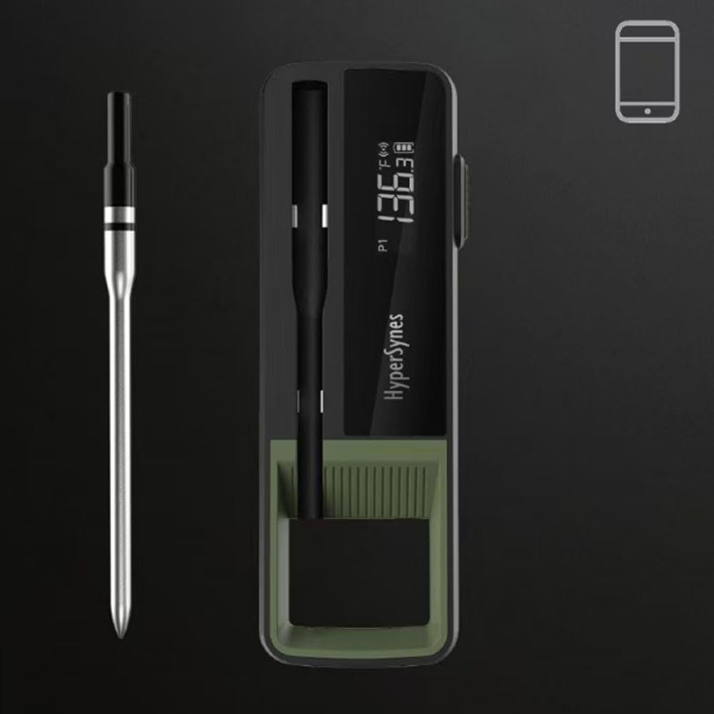 Digitales Grillthermometer mit App-Steuerung: 300°C, 100m Reichweite, 304 Edelstahl Sonde für präzises BBQ und Fleisch(Double)