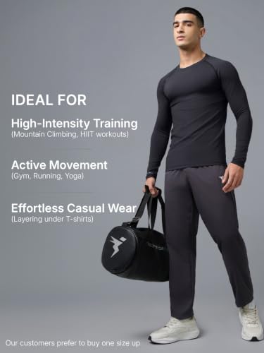Image of TECHNOSPORT Men's Compression Full Sleeve T-Shirt 4-Way Stretch Slim Fit Gym & Workout Tee Quick-Dry Moisture-Wicking Athletic Training Wear ElastoPlus Fabric Technology for Comfort & Flexibility