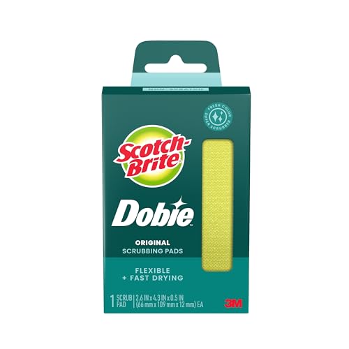 Image of Scotch-Brite Dobie Pad, Sponge for All Purpose Cleaning of Kitchen, Bathroom, and Household, Non Scratch Cleaning Pads Safe for Non-Stick Cookware, 1 Dobie Pad