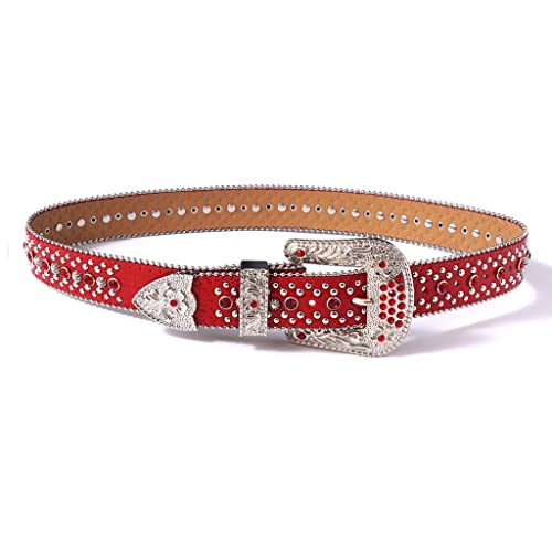 Women Rhinestones Belt For Jeans Dress Men Western Cowgirl Studded Faux Leather Belt Costume Accessories4