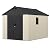 Devoko 8 x 10 FT Plastic Outdoor Storage Shed with Floor, Garden Resin Shed Tool Shed with DIY Window and Lockable Door, Beige Kick-it Shed for Patio, Backyard, Lawn
