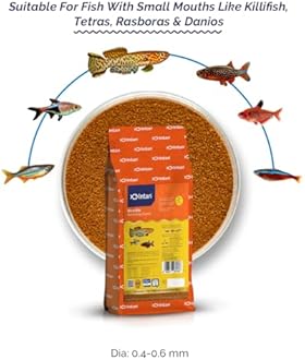 Intan Micro Bits (0.4-0.6mm Slow Sinking Crumble) | 1Kg - Highly Nutritious Ornamental Fish Food for Small Mouths - Killifish, Tetras, Rasboras & Danios | Growel Feeds
