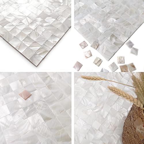 Peel and Stick Backsplash Mother of Pearl Tile, Yew & Tulip Self-Adhesive Natural Nacre Shell Seamless 12” x 12” Mosaic for Kitchen Backsplash Home Decor (Ivory White, 10 Sheets/Box, 10 sq.ft.) by Yew & Tulip - Image 4