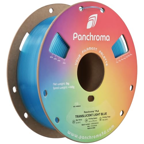 Image of Polymaker Panchroma Translucent PLA Filament 1.75mm, 1kg, Light Blue | Neatly Wound, Semi Transparent PLA, Easy Print & Smooth Feeding, Compatible with Bambu Lab & Most 3D Printers