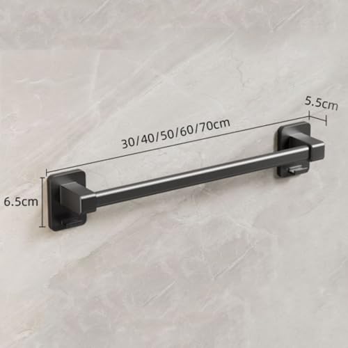 Toallero Autoadhesivo de Pared con Ganchos sin Perforaciones para baño y Cocina, diseño Elegante en Negro, Resistente y fácil de Instalar (30 cm, Negro)