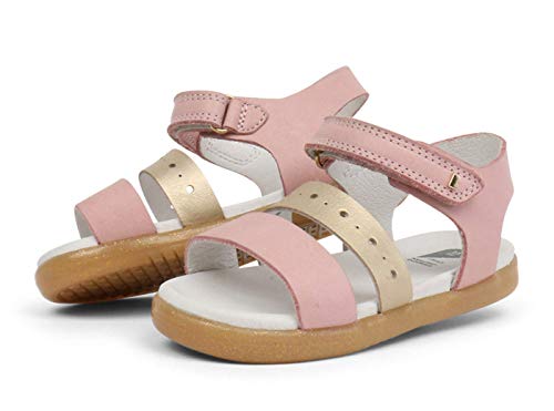 Bobux IW Trinity Sandal - Una Sandalia de Piel, Suela Flexible, Cierre Velcro. Cómoda, fresquita. Divertida y desenfadada para Caminar, Saltar y trepar Todo el Verano (Blush + Misty Gold, Numeric_23)