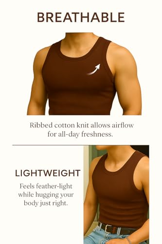 Image of Rockwell Men's Premium Cotton Vest - Sleeveless Gym Undershirt | Breathable, Stretchable & Skin-Friendly Innerwear for Everyday Comfort | Pack of 2 | 302