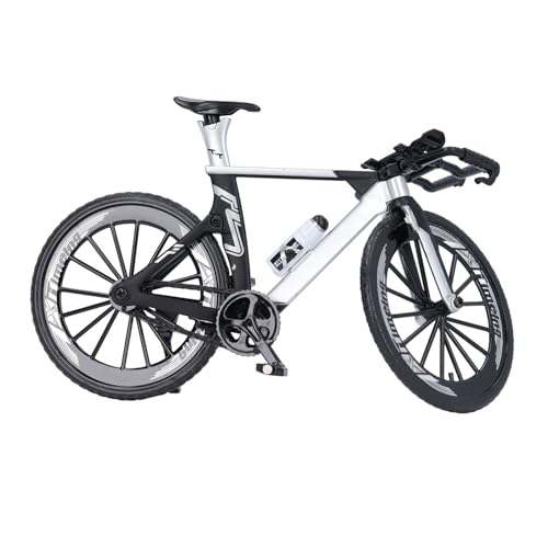 CHICIRIS Model Roweru Wyścigowego, Aluminiowy Rower Wyścigowy z podwójną kierownicą, Przesuwnym Układem Kierowniczym, Metalowa Zabawka Rowerowa dla Dzieci Prezent Urodzinowy (czarny biały)