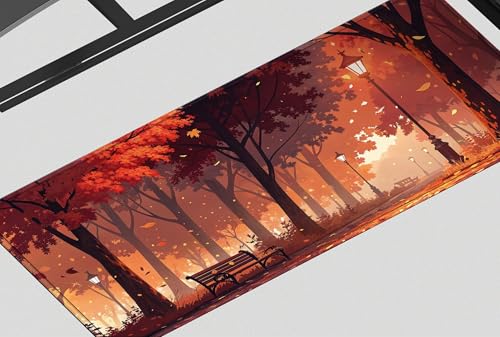 Image of Cozy Autumn Premium Desk Mat | Anti-Skid | Anti-Slip | 80 x 30 cm | Laptop Mat for Work from Home /Office /Gaming- Extended Mouse pad and Keyboard Desk mat