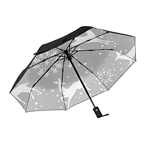 Parapluie de voyage pliable automatique léger coupe-vent motif élan pour homme et femme