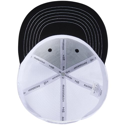 Image of BASSDASH Flat Brim Trucker Cap Adjustable Snapback Hat Mesh Back for Men Women