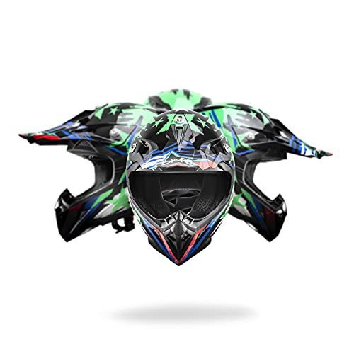  DIEFFE Casco DF211 Cross Bambino Unisex Con Visiera Parasole Sferica Antigraffio Scooter Moto Motorino Quad Omologato ECE 22 05 Multicolore Sistema Di Ventilazione Regolabile Antiappannamento (M)