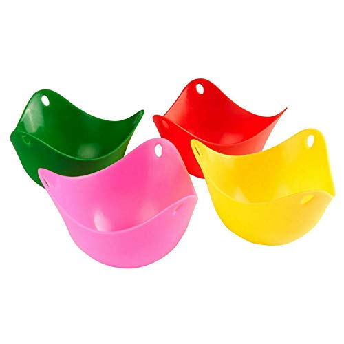EliteKoopers 5 Pcs Random Colour Silicone Egg Poacher Mould Pan Poach For Cooking