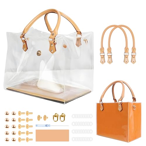 Orifesio Transparente Handtasche, Klar PVC DIY Tote Tasche Making Kit, Durchsichtige Tragetasche, DIY Taschen Set, Handgefertigte Geschenktüten Zubehör, Geschenktüten-Makeover, Transparent Bag Set, A