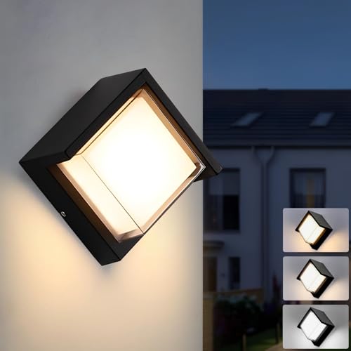 Image of Outdoor Light Fixtures Wall Mount 1 Pack, Modern Square LED Porch Light, 3CCT Selectable (3200K /4000K /6500K), IP65 Waterproof Exterior Wall Sconces for House Garage Patio Front Door
