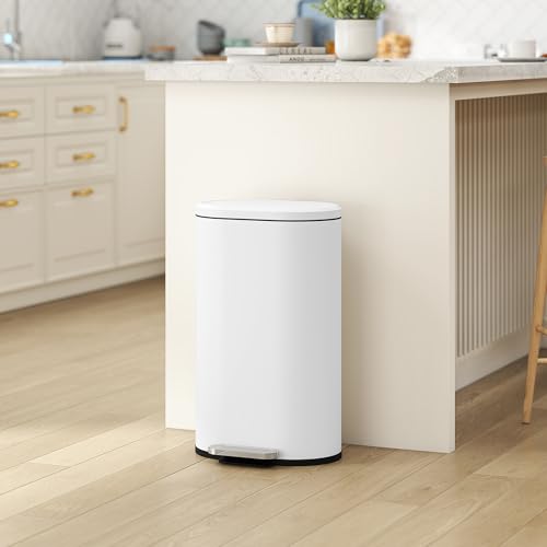 HOMCOM 30L Kitchen Bin with 90° Stay-Open Lid, Slim Rectangular Pedal Bin with Soft-Close Lid, Removable Inner Bucket for Home Office, Fingerprint-Resistant, White - Image 7