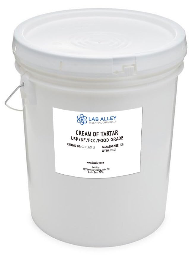 Lab Alley Cream of Tartar USP NF FCC Food Grade Great For Baking And Cleaning - 50 Pounds