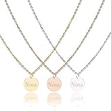 AVA - Personalisierte Kette mit Gravur | 10mm Plättchen Anhänger | 316L Edelstahl | Silber, 18K vergoldet, 18K rosévergoldet | Halskette | Gravur auf Vorder- & Rückseite | Personalisierte Geschenke