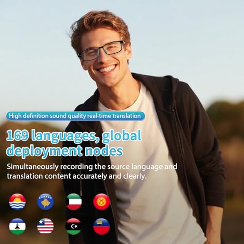 Image of GenXenon AI Smart Glasses, AI Translator Powered by ChatGPT with Real-Time Translation (160+ Languages),AI Noise Cancellation, Removable Temples, Anti-Blue Light Bluetooth Glasses for Men & Women